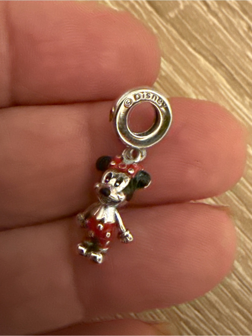 Disney Red and Black Minnie Mouse Silver-tone Dangle Charm